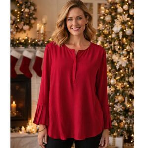 Chico's Pleated Bell Sleeve Blouse - Chico's Size 3 (16/18)